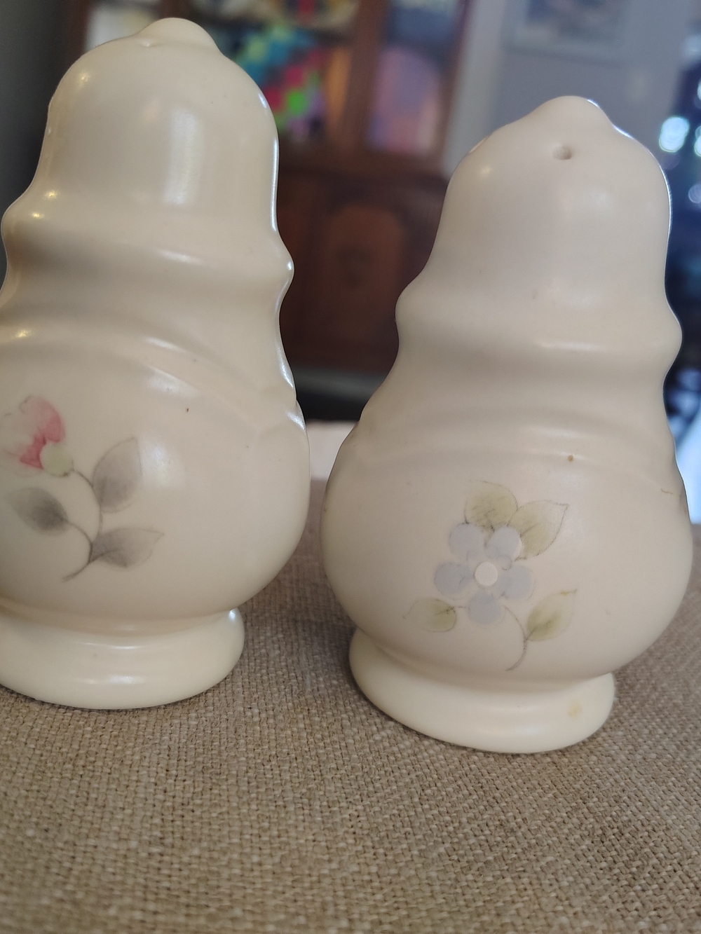 Pfaltzgraff Cream Floral Ceramic Salt & Pepper Shakers